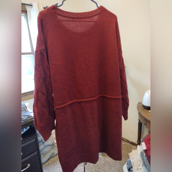 SHEIN Red Crew Neck Sweater Soft Knit Long Sleeve - Picture 2 of 5